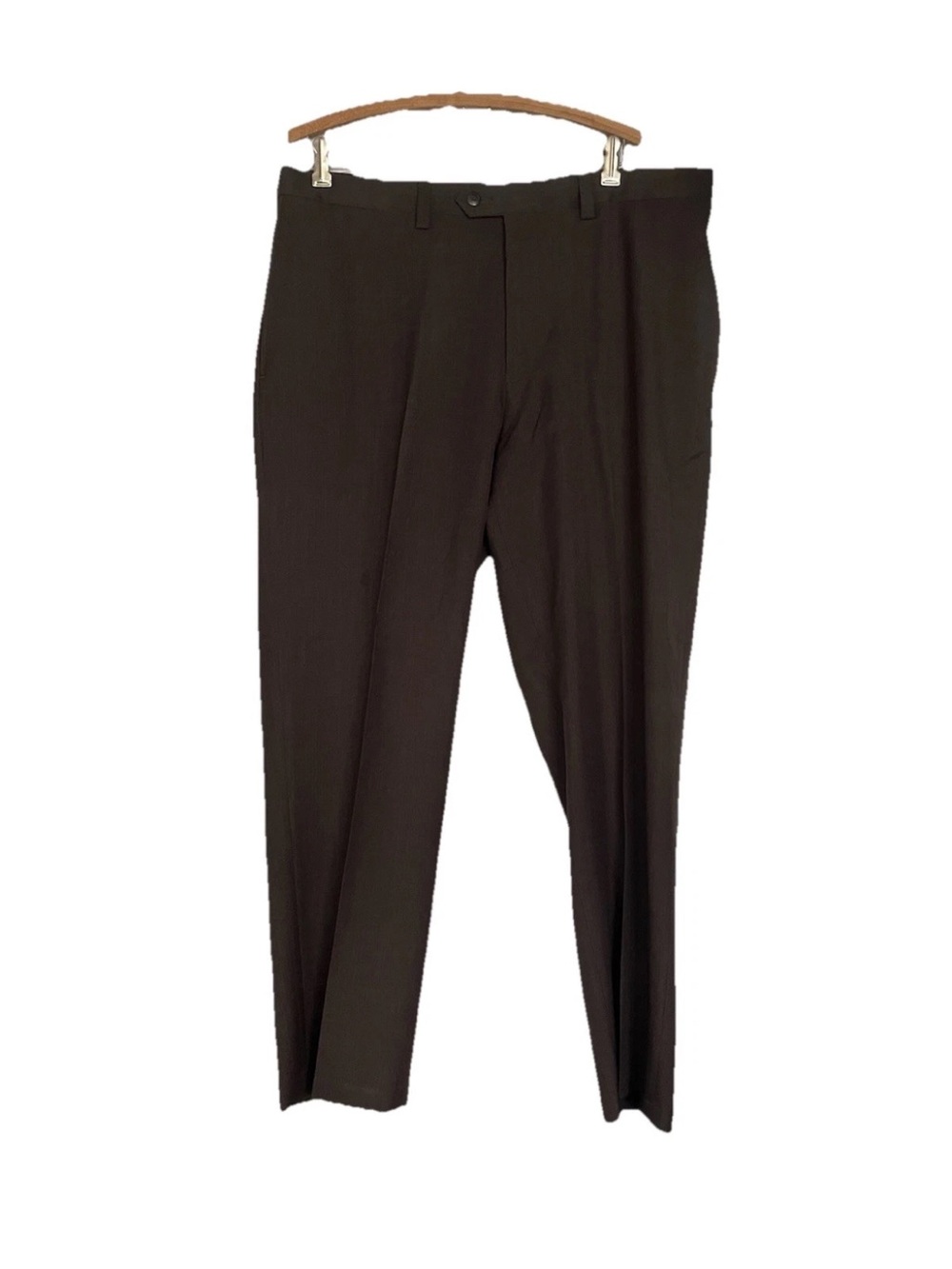 Haggar Premium No-Iron Pants Mens 38x30 Brown Expandable Waist